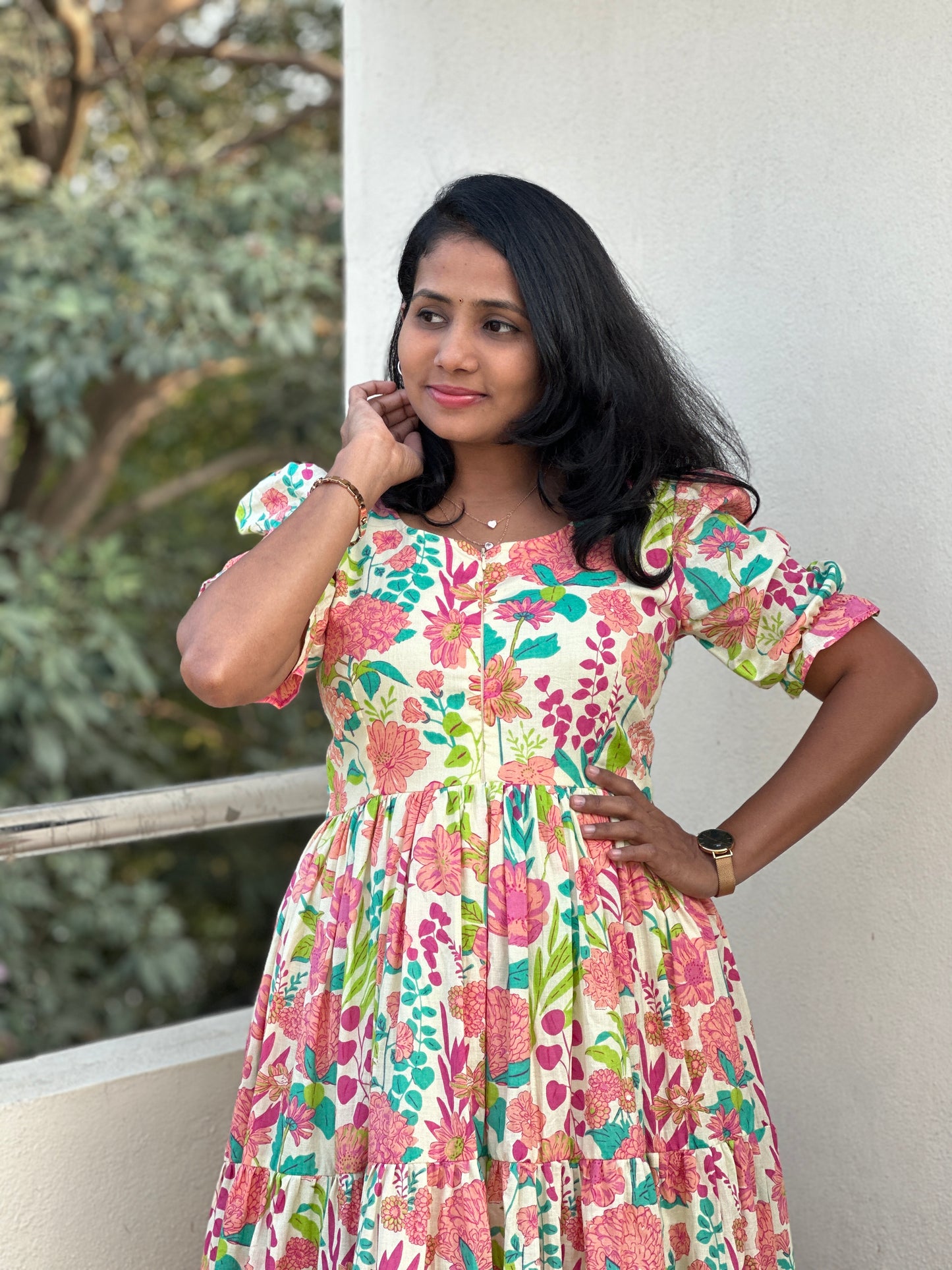 Amala Off-White Cotton Maxi Dress