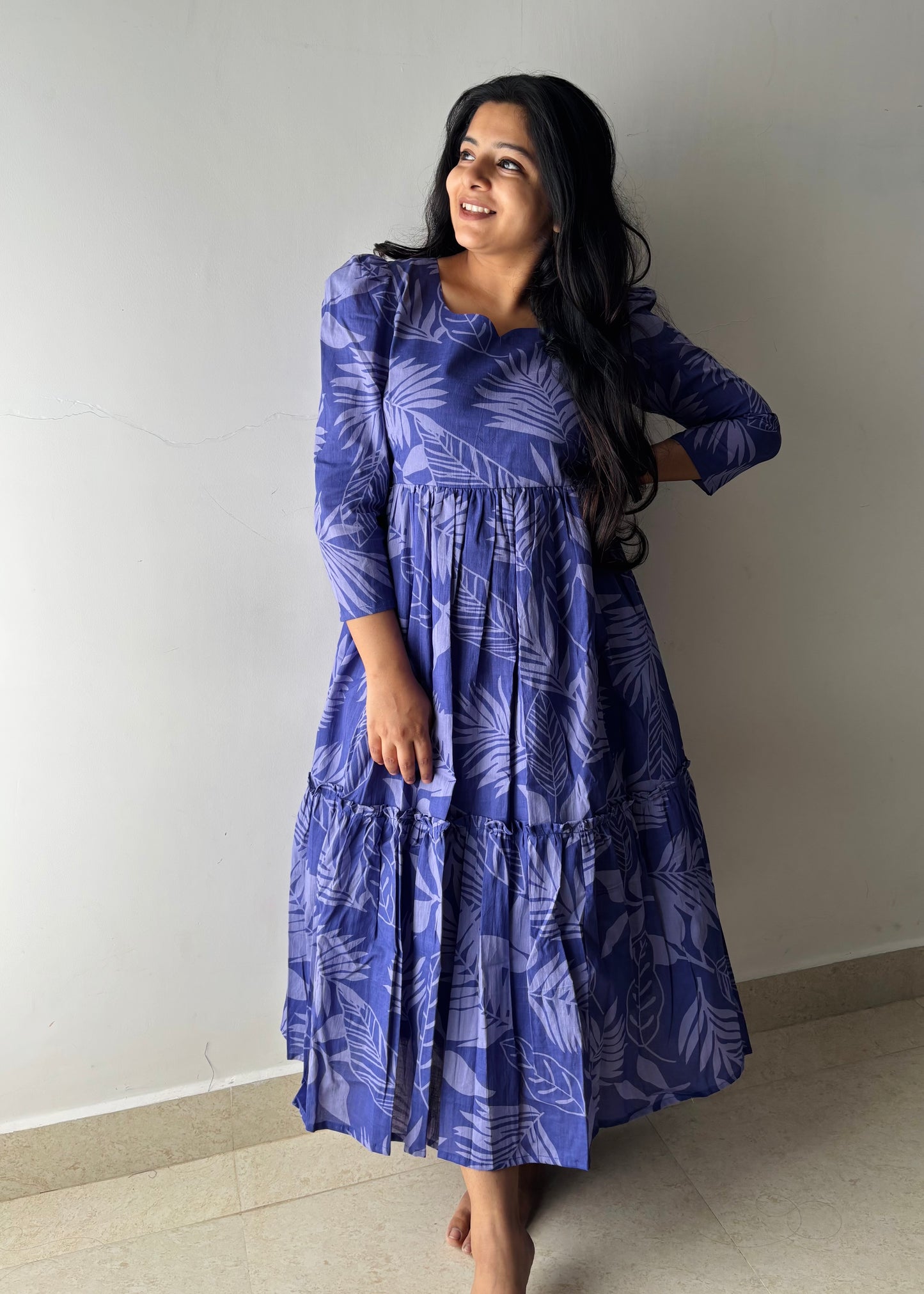 Lavender Tropical Midi Dress