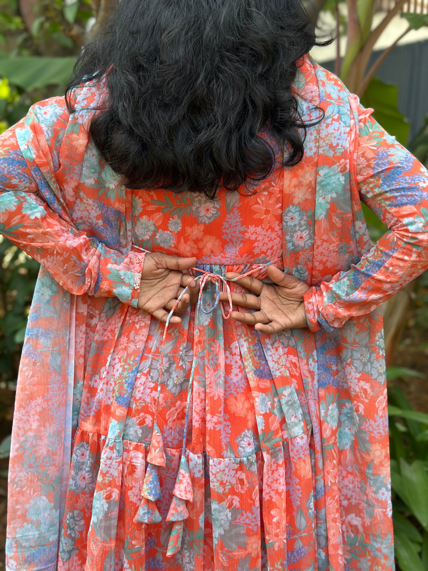 Nithya Tiered Anarkali Kurta & Dupatta Set