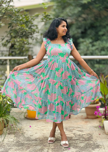 Spring garden midi dress