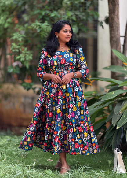 Mosaic Cotton Tiered Dress