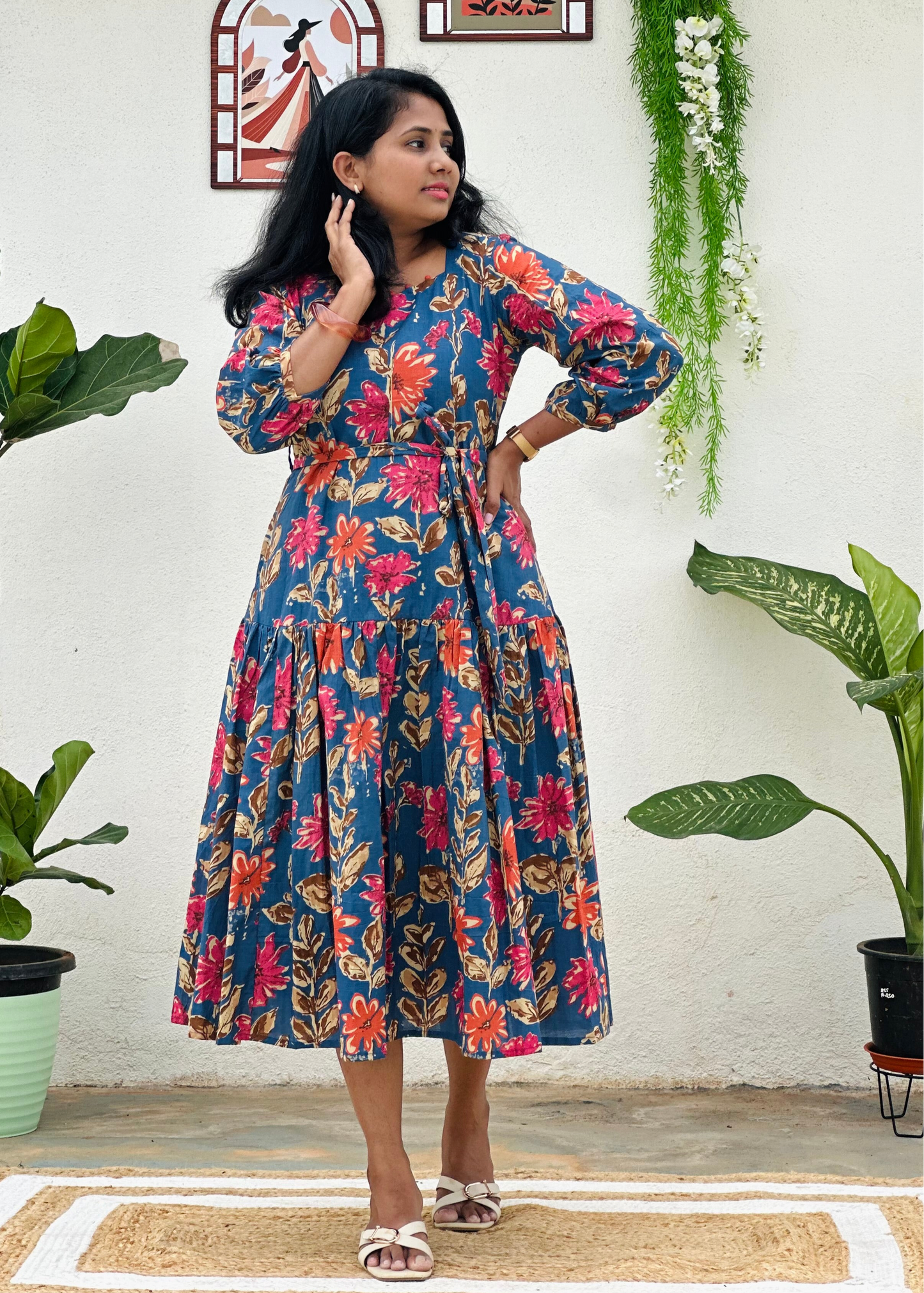 Blue Bloom A-line dress