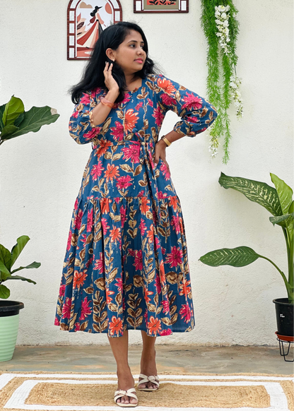 Blue Bloom A-line dress
