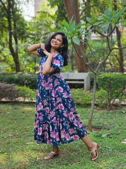 Bougainvillea Whirl 3 Tier Dress