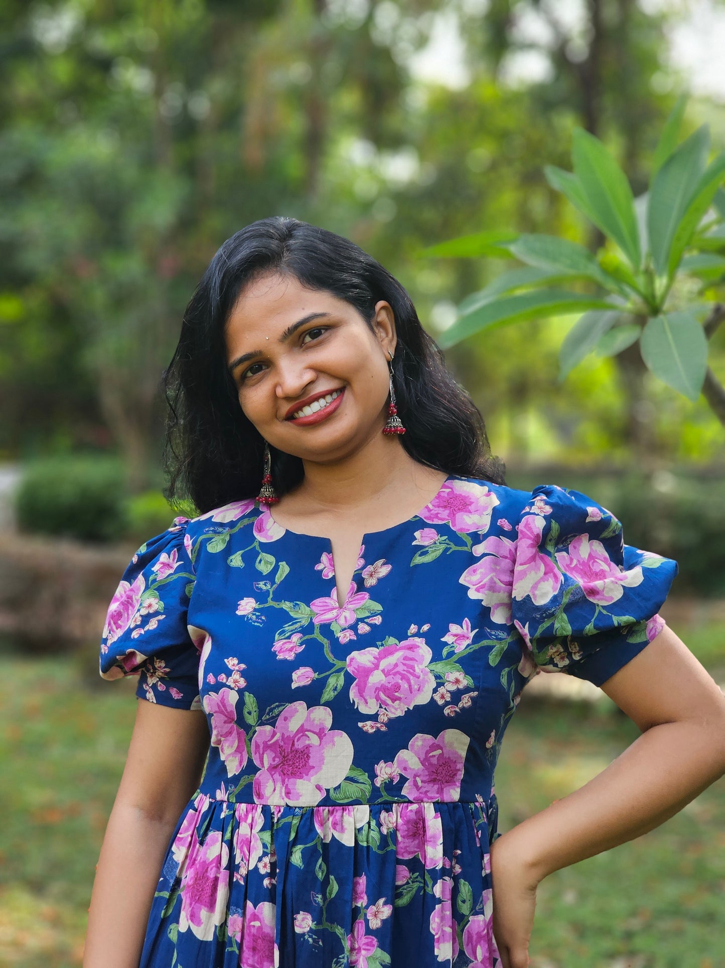Bougainvillea Whirl 3 Tier Dress