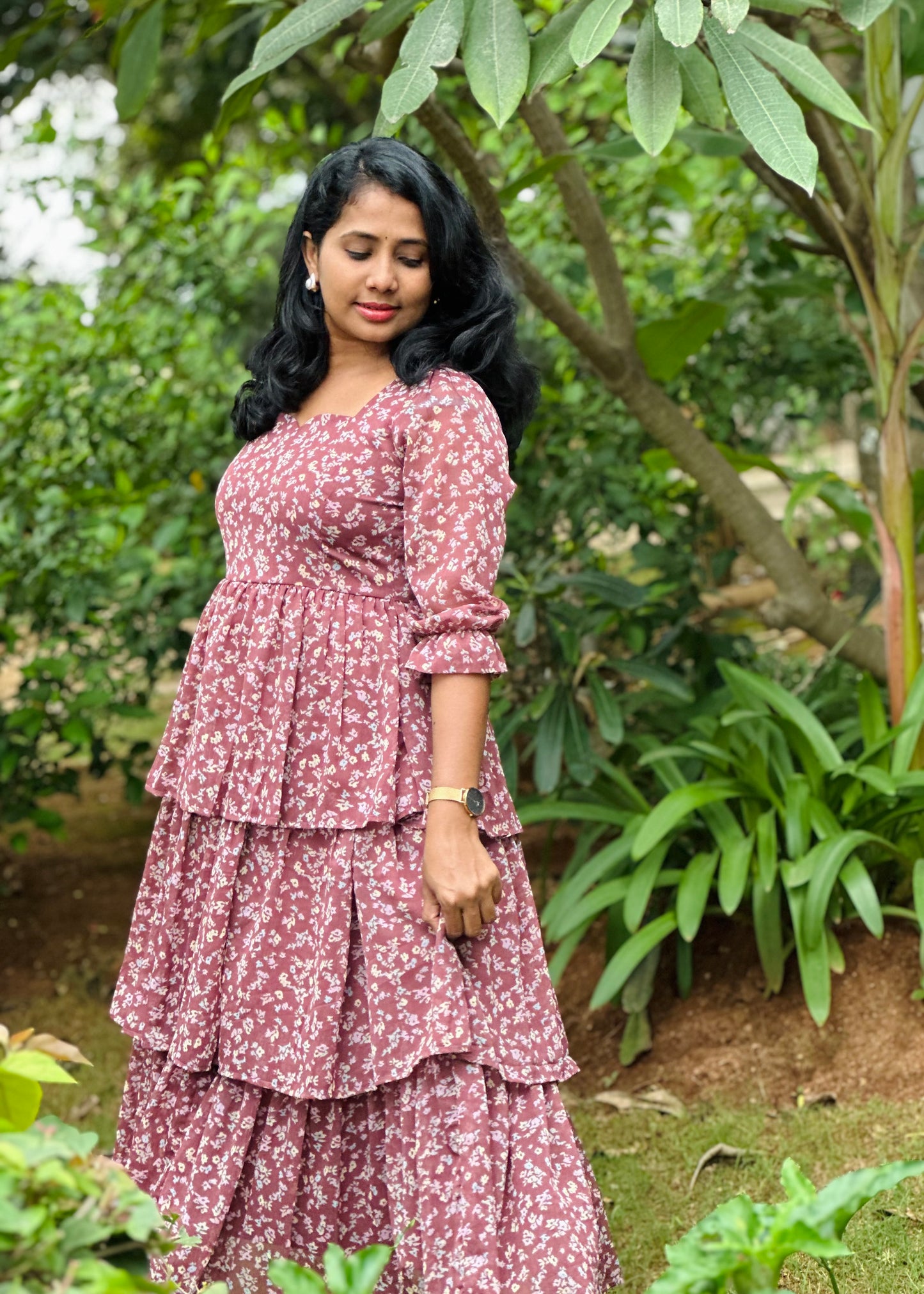 Pinkwood petals 3 layered Dress