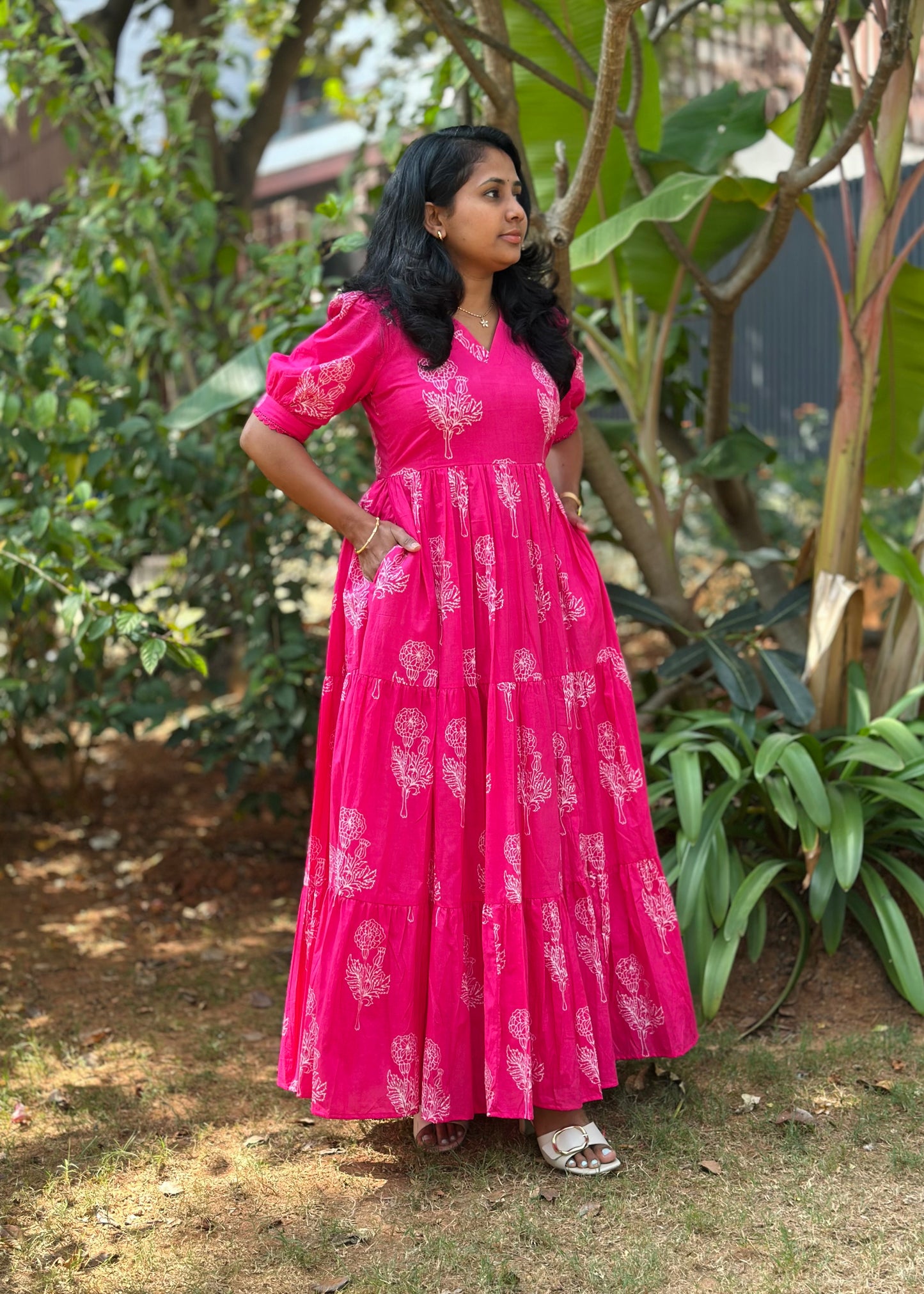 Pink Petal Flare Maxi Dress