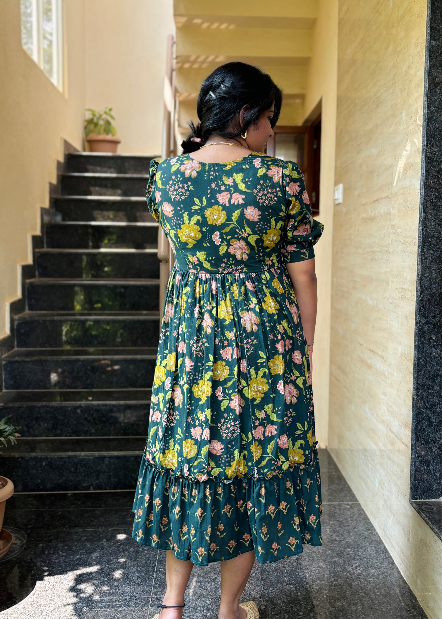 Elisa Floral Cotton Midi Dress