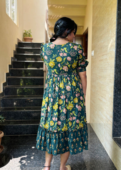Elisa Floral Cotton Midi Dress