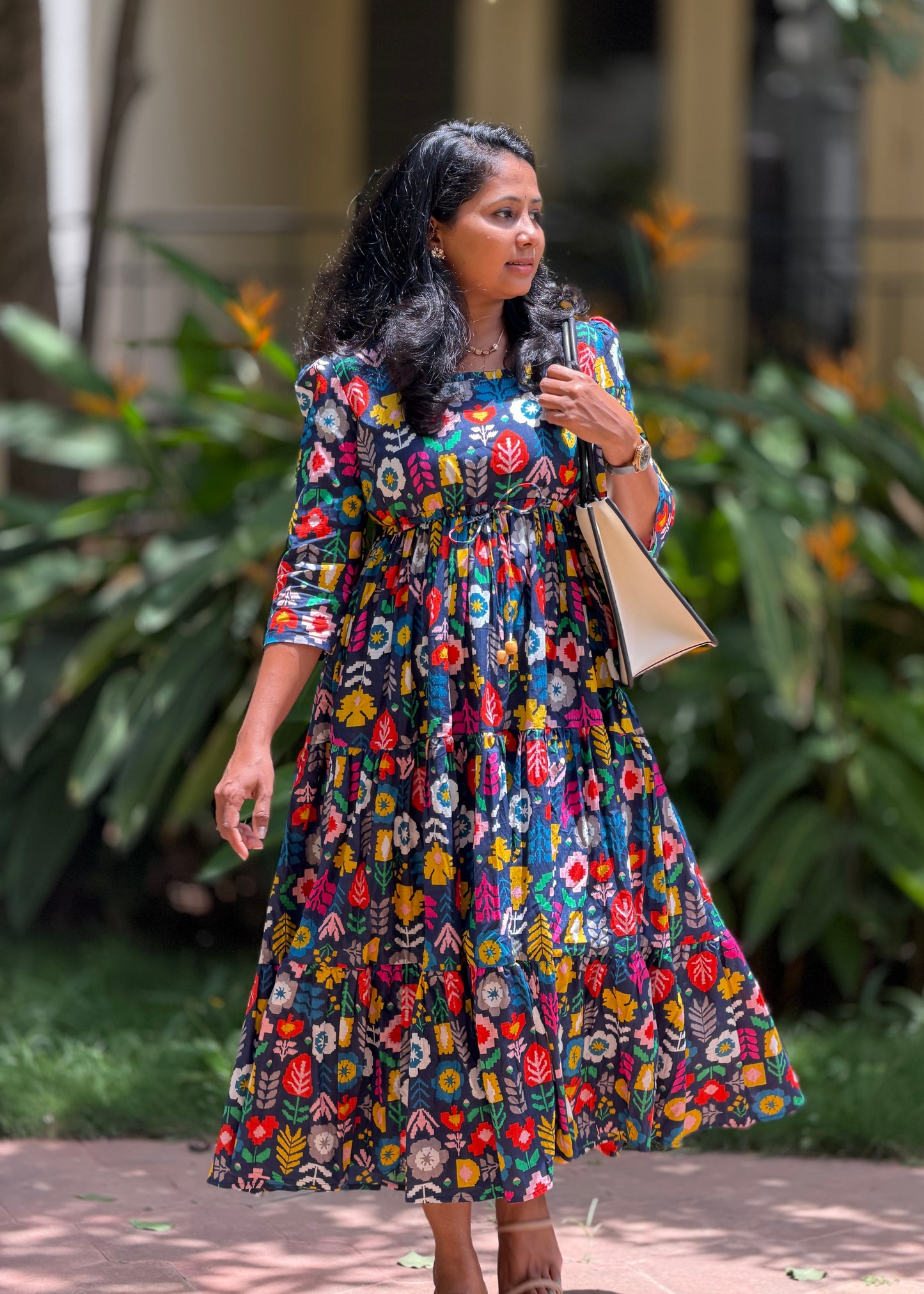 Mosaic Cotton Tiered Dress