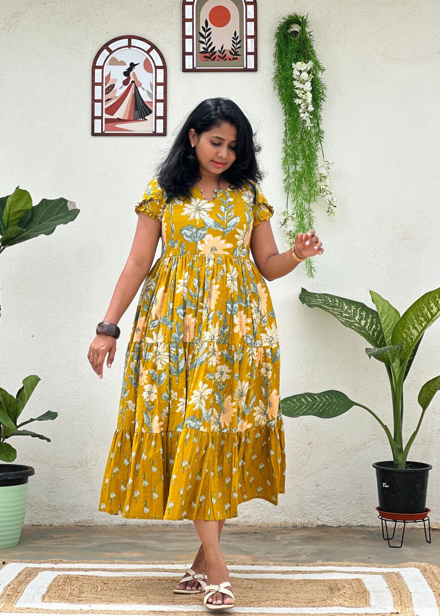Mustard Meadow 3 tier dress