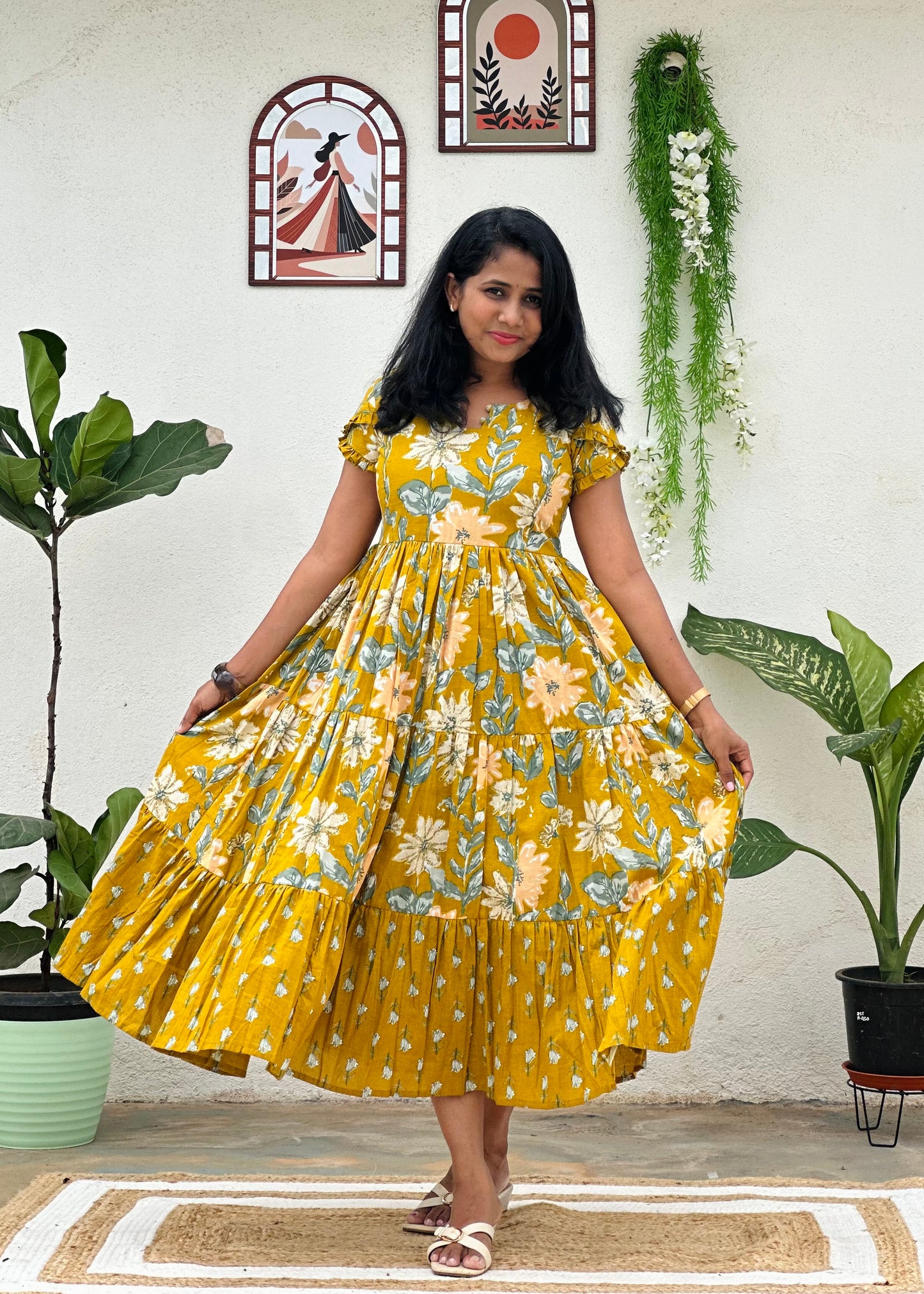 Mustard Meadow 3 tier dress