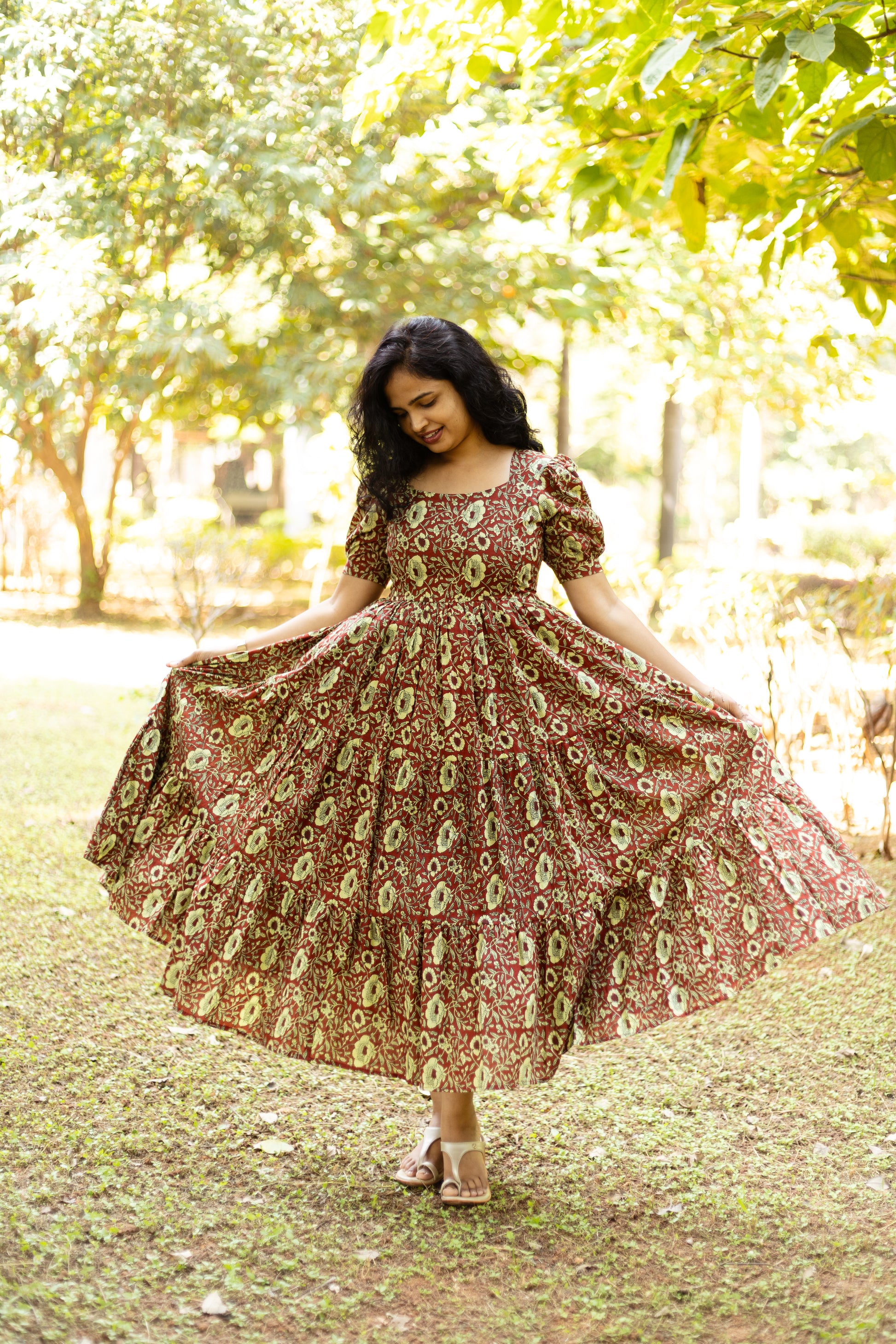 Caramel Floral 3 tier dress Caramel Floral 3 tier dress