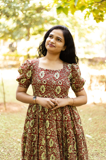 Caramel Floral 3 tier dress