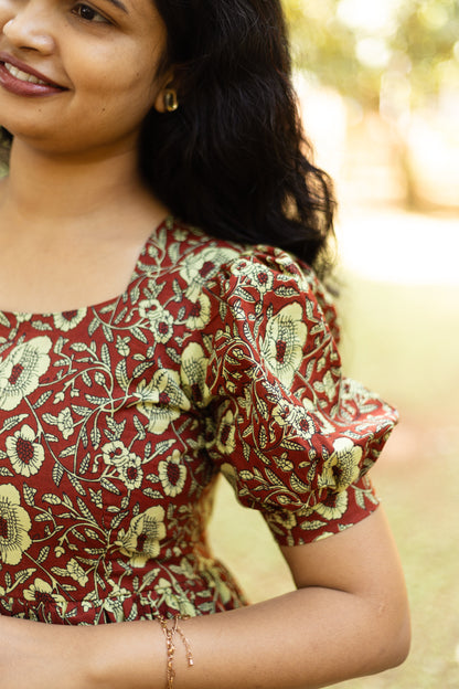 Caramel Floral 3 tier dress