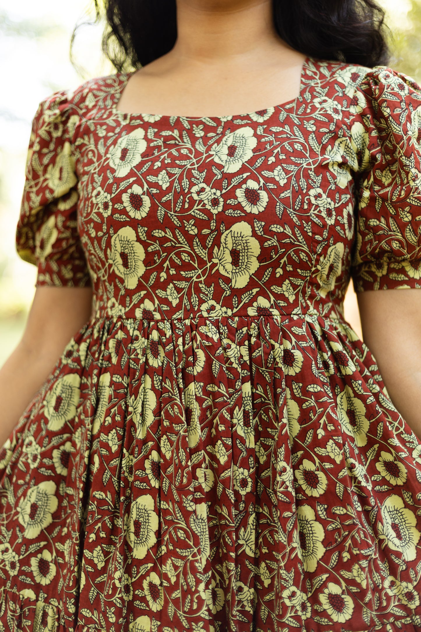 Caramel Floral 3 tier dress