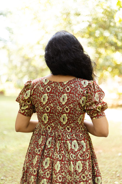 Caramel Floral 3 tier dress
