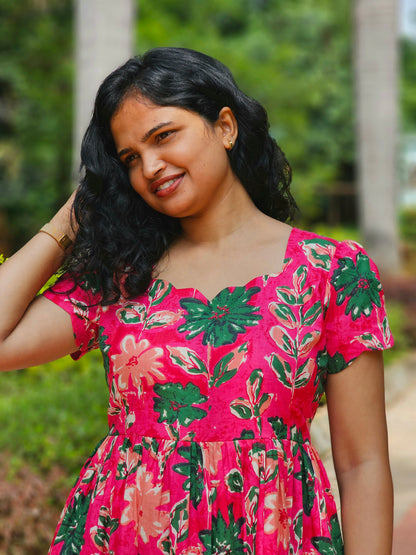 Raspberry Bloom Scalloped Dress