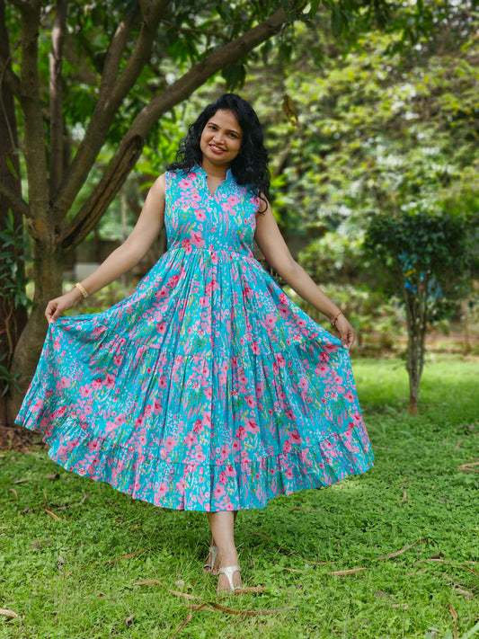 Aqua petal bloomy Dress