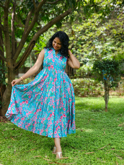 Aqua petal bloomy Dress