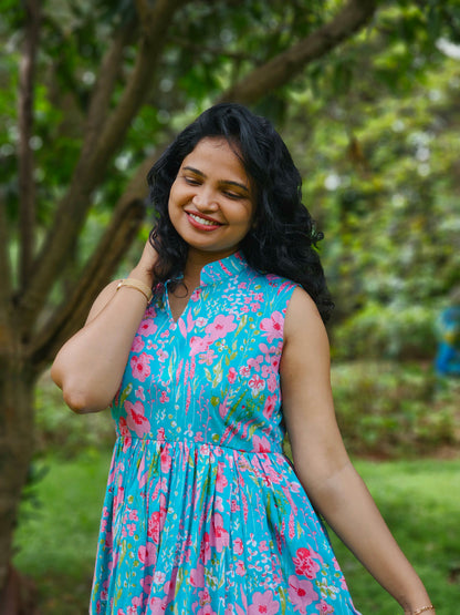 Aqua petal bloomy Dress