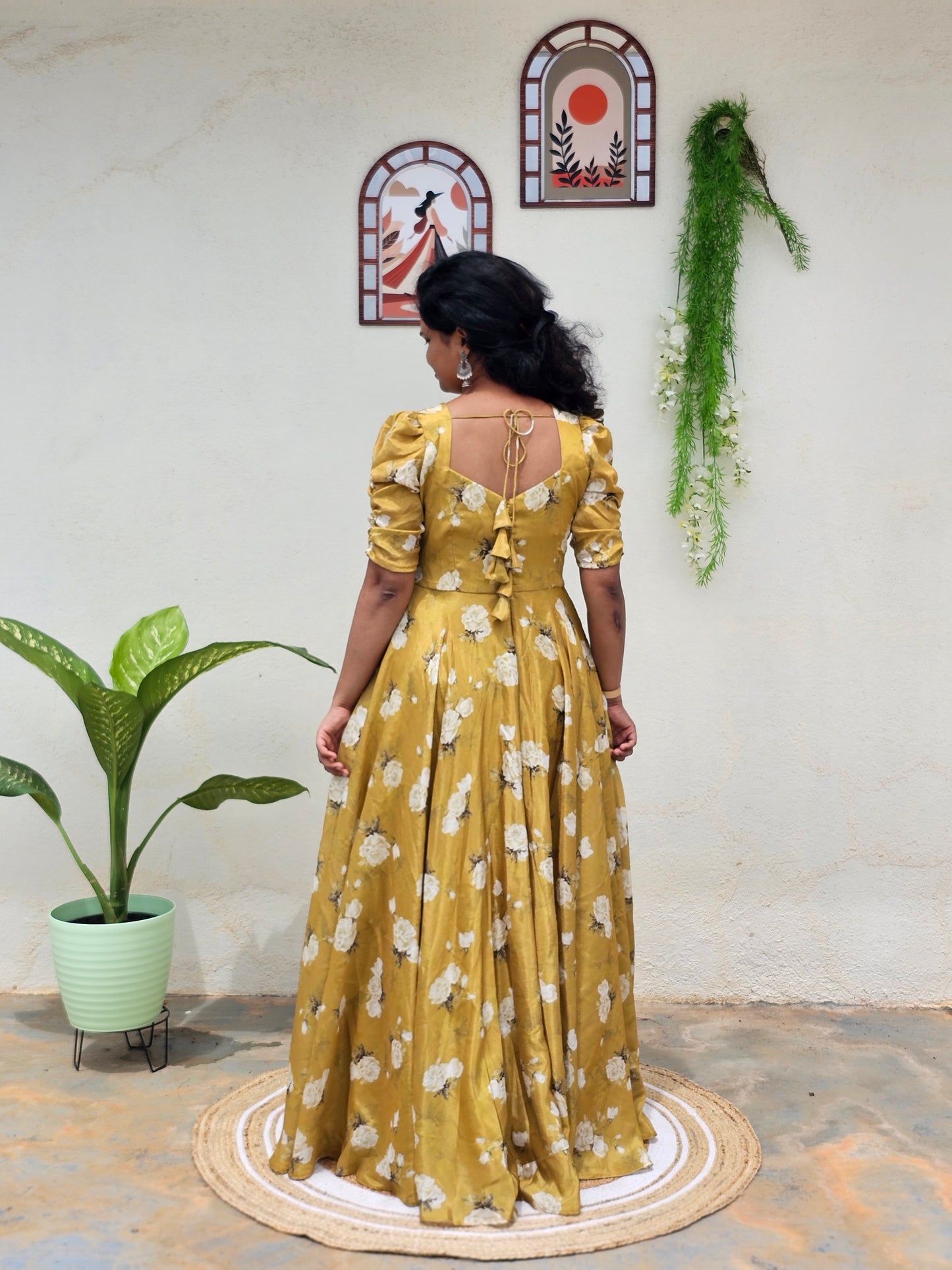 Golden Blossom Maxi Dress