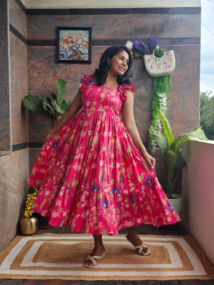 Floral Fiesta Cotton Midi Dress