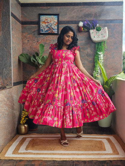 Floral Fiesta Cotton Midi Dress