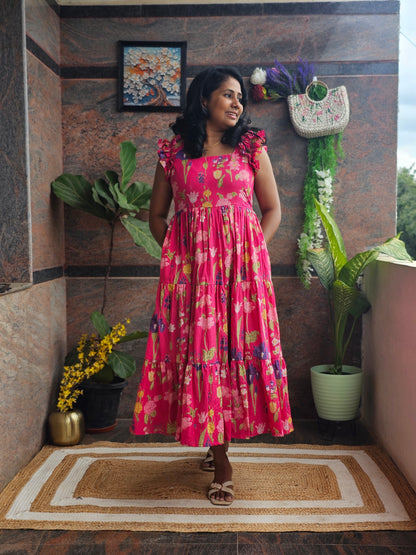 Floral Fiesta Cotton Midi Dress