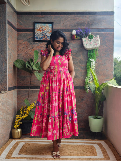 Floral Fiesta Cotton Midi Dress