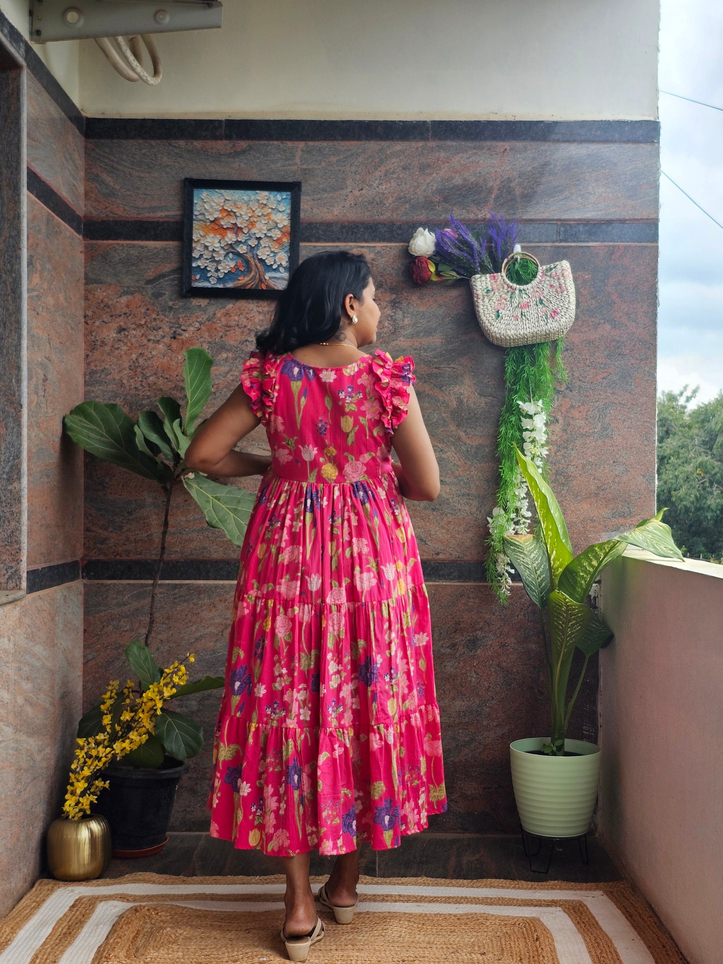 Floral Fiesta Cotton Midi Dress