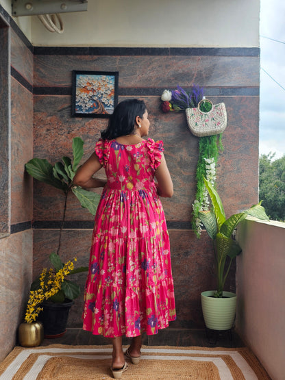 Floral Fiesta Cotton Midi Dress