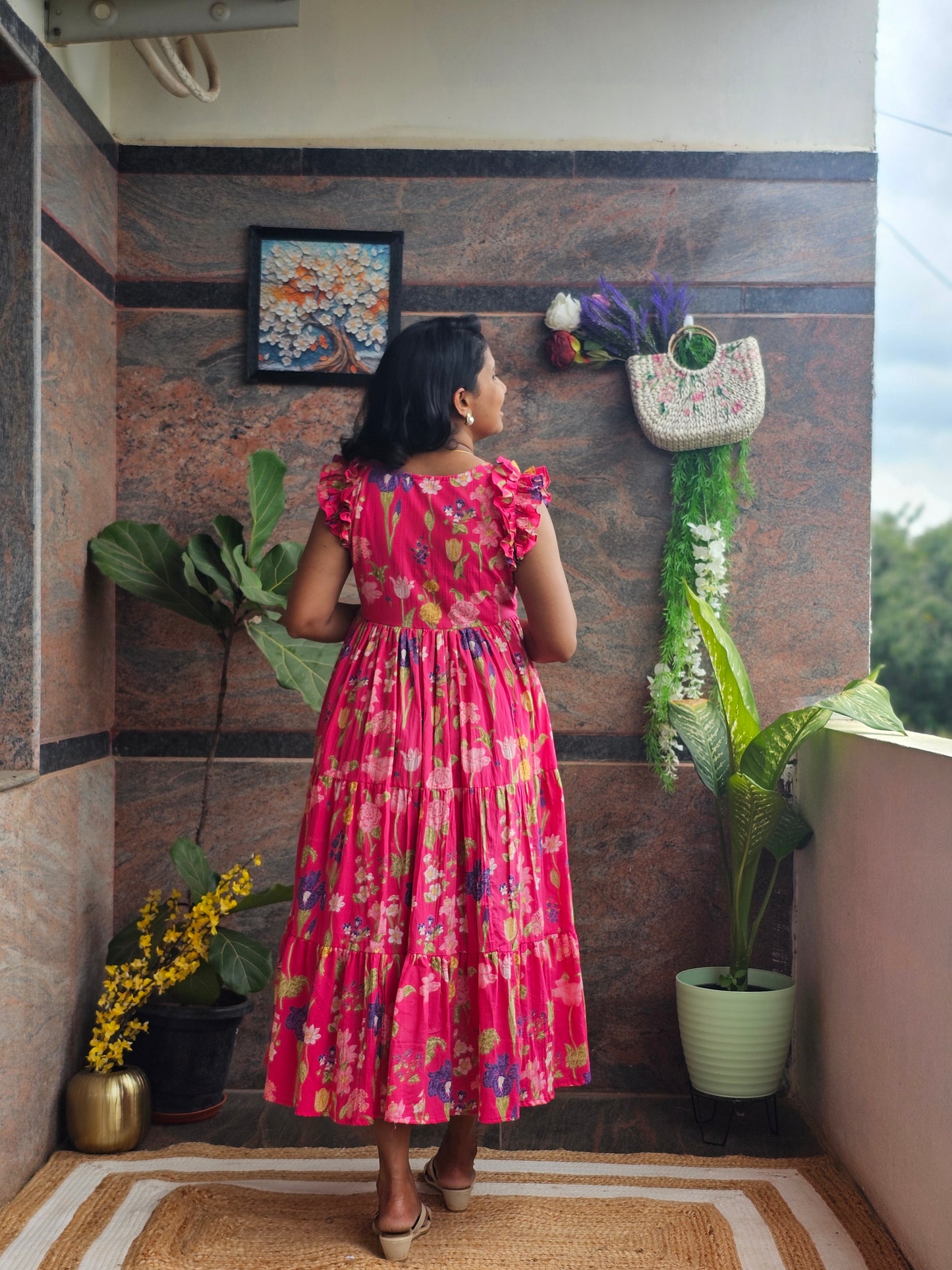 Floral Fiesta Cotton Midi Dress