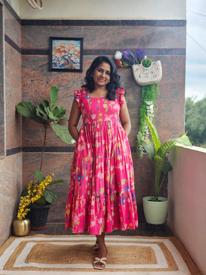 Floral Fiesta Cotton Midi Dress