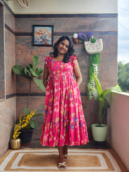 Floral Fiesta Cotton Midi Dress