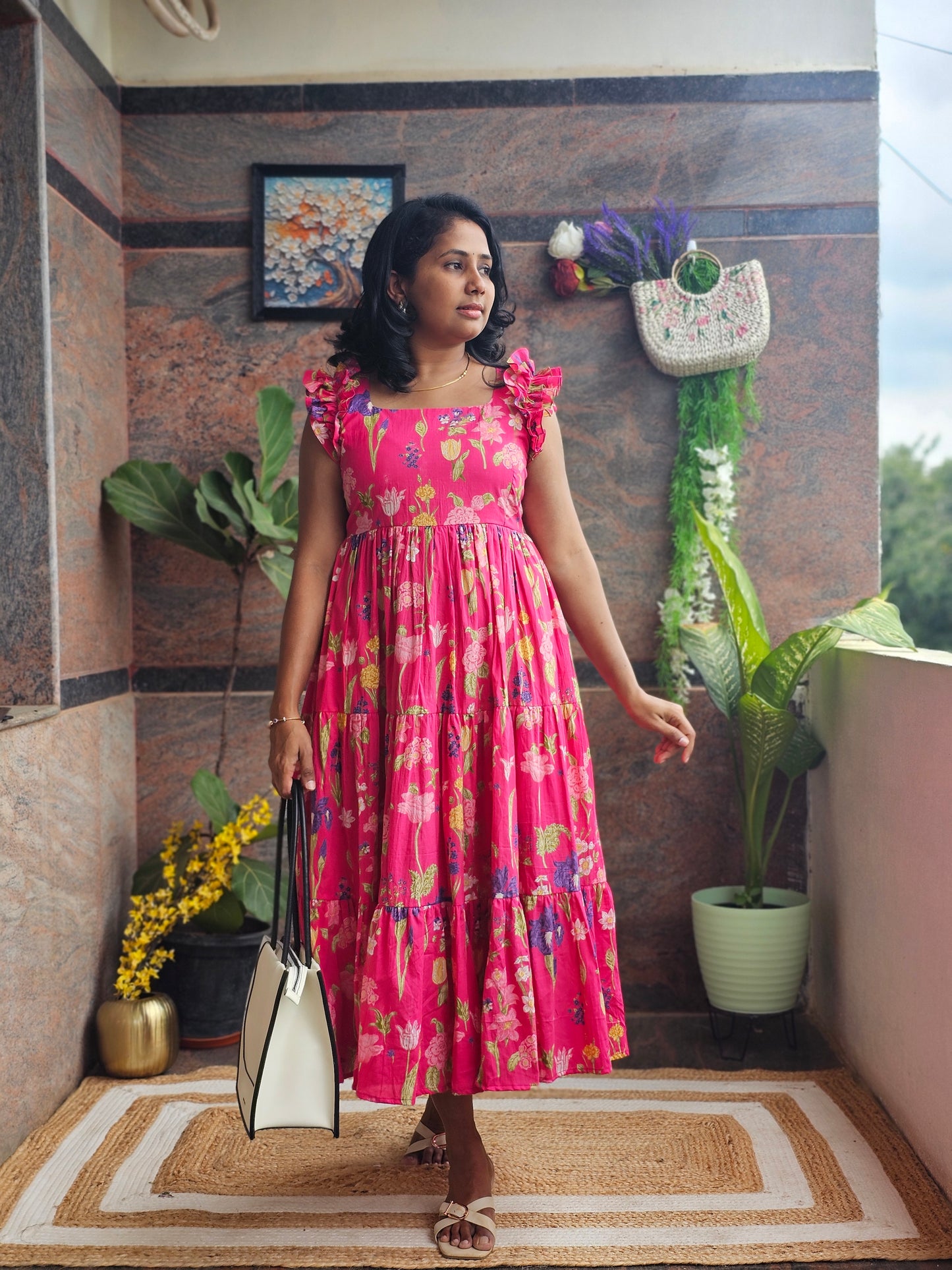 Floral Fiesta Cotton Midi Dress