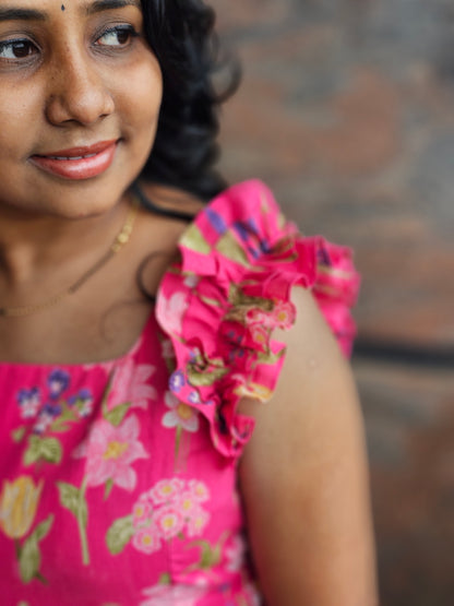 Floral Fiesta Cotton Midi Dress