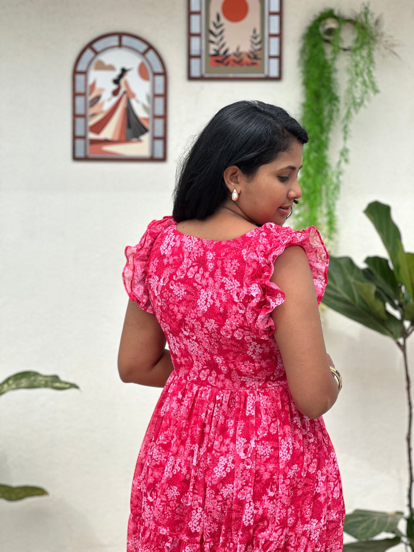 Pink floral dress