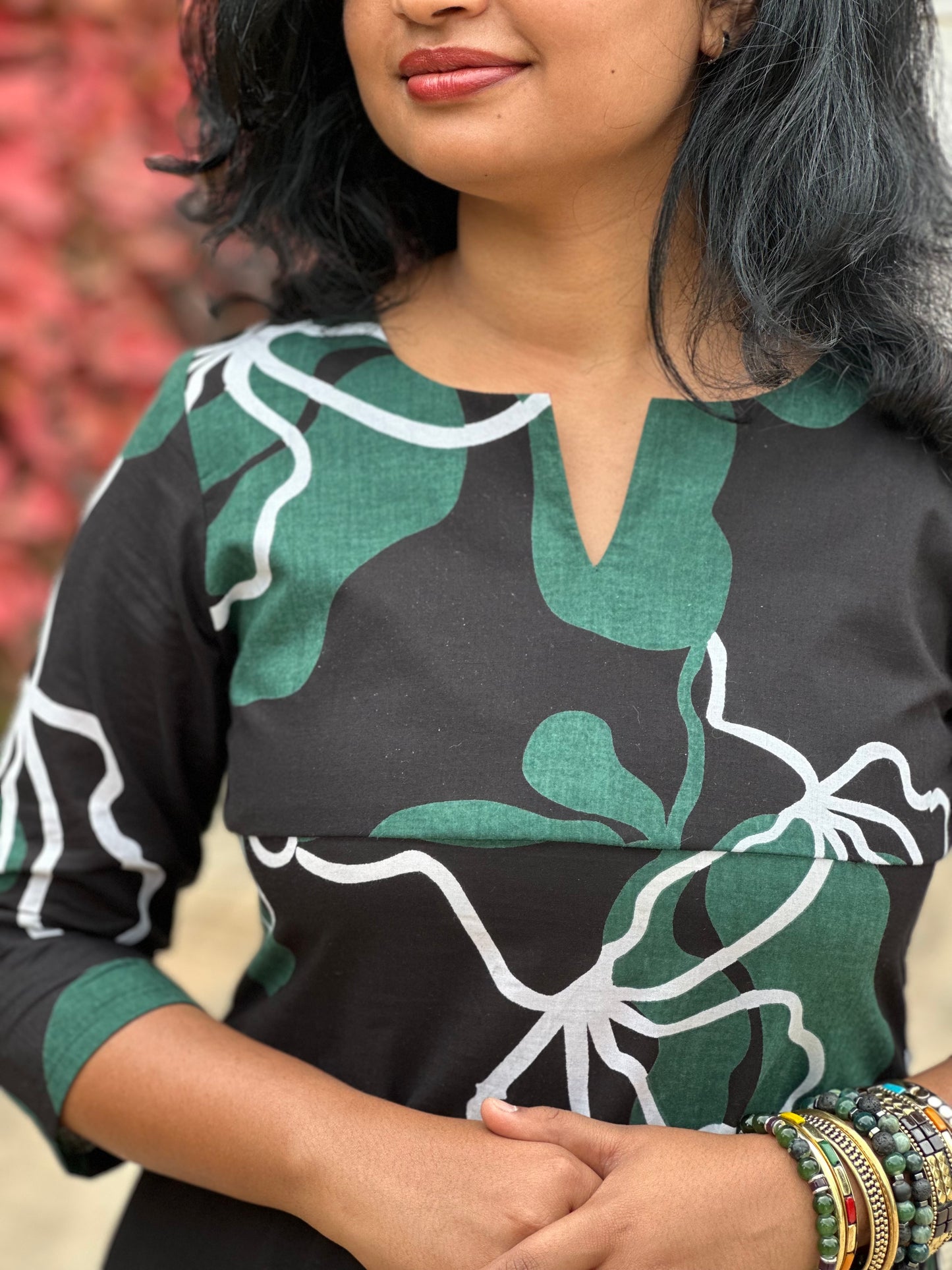 Black Petal Kurta Set