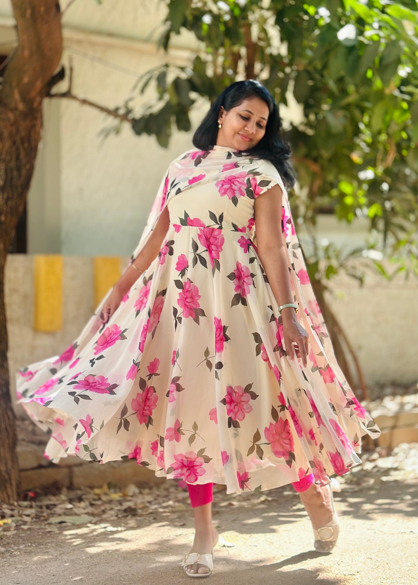 Gulabi Bloom Floral Print Anarkali