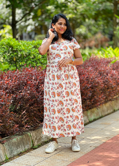 Light Yellow Paisley Printed Maternity & Feeding Loungewear