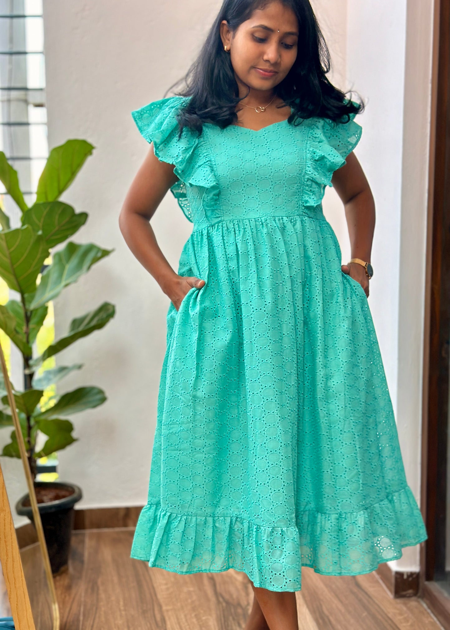Saavi Schiffli  Midi Dress