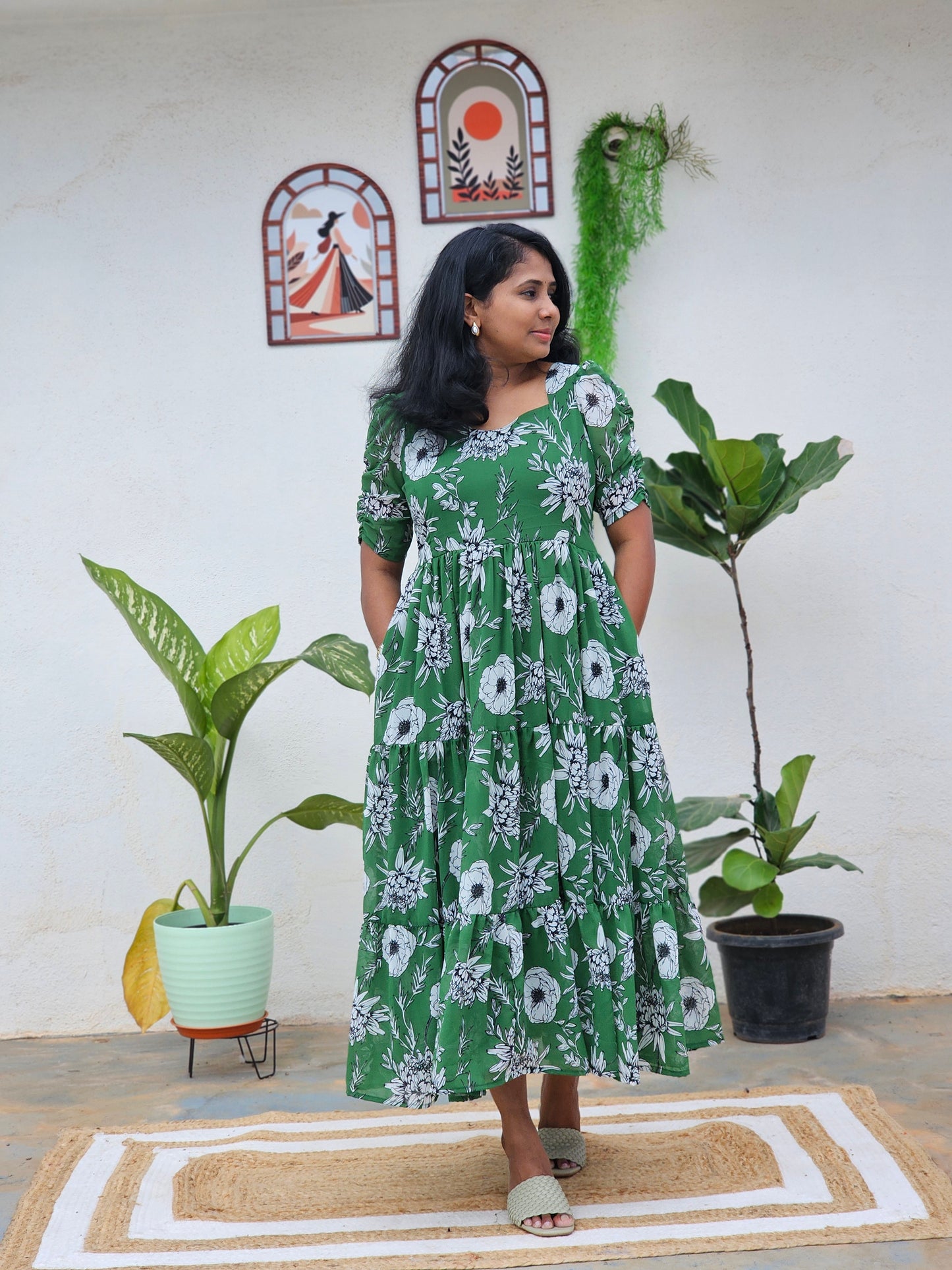 Green 3 tiered Dress