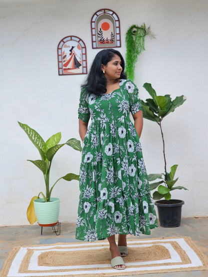 Green 3 tiered Dress