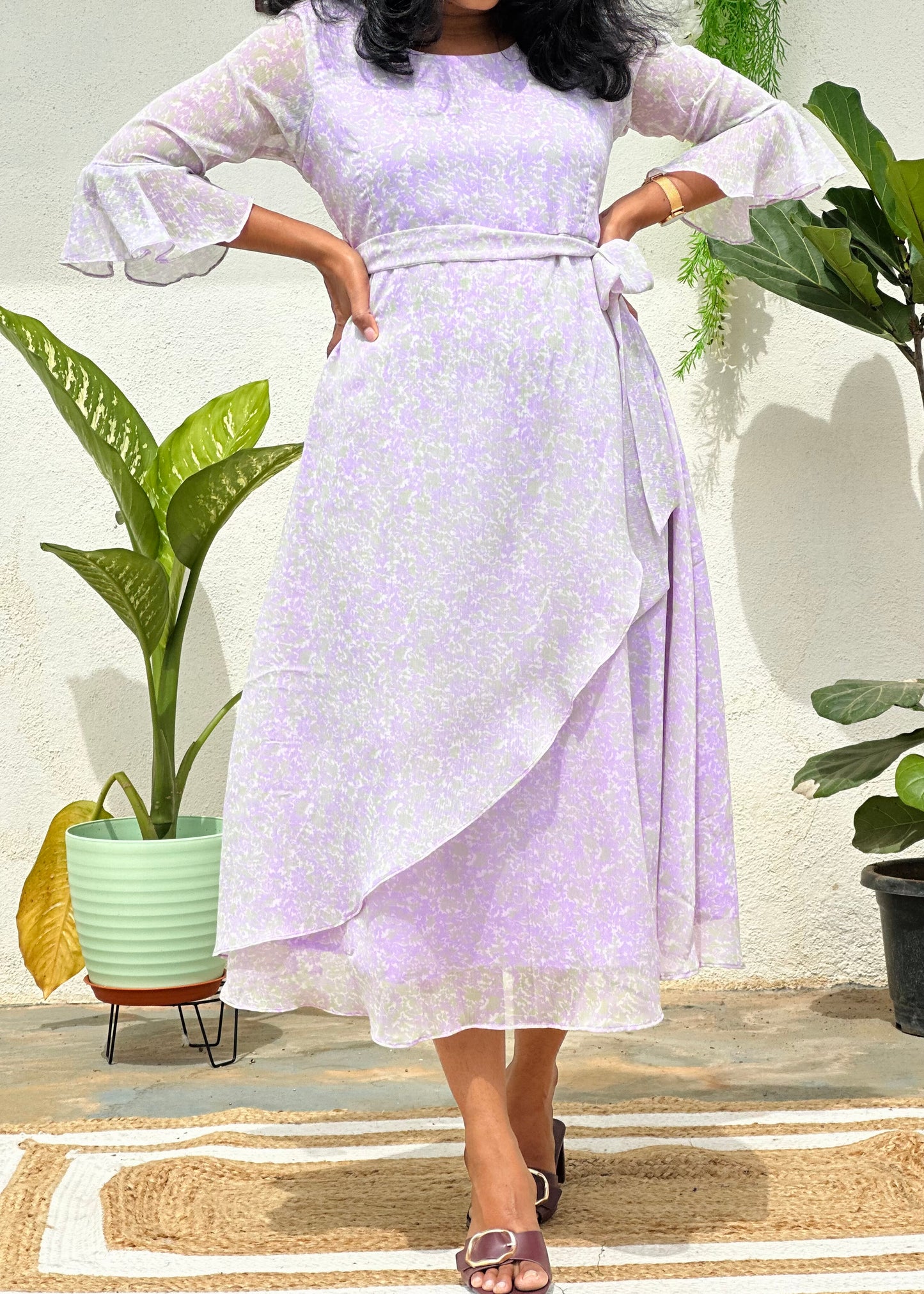 Lavender Wrap A line drress