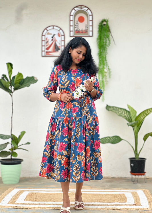 Blue Bloom A-line dress
