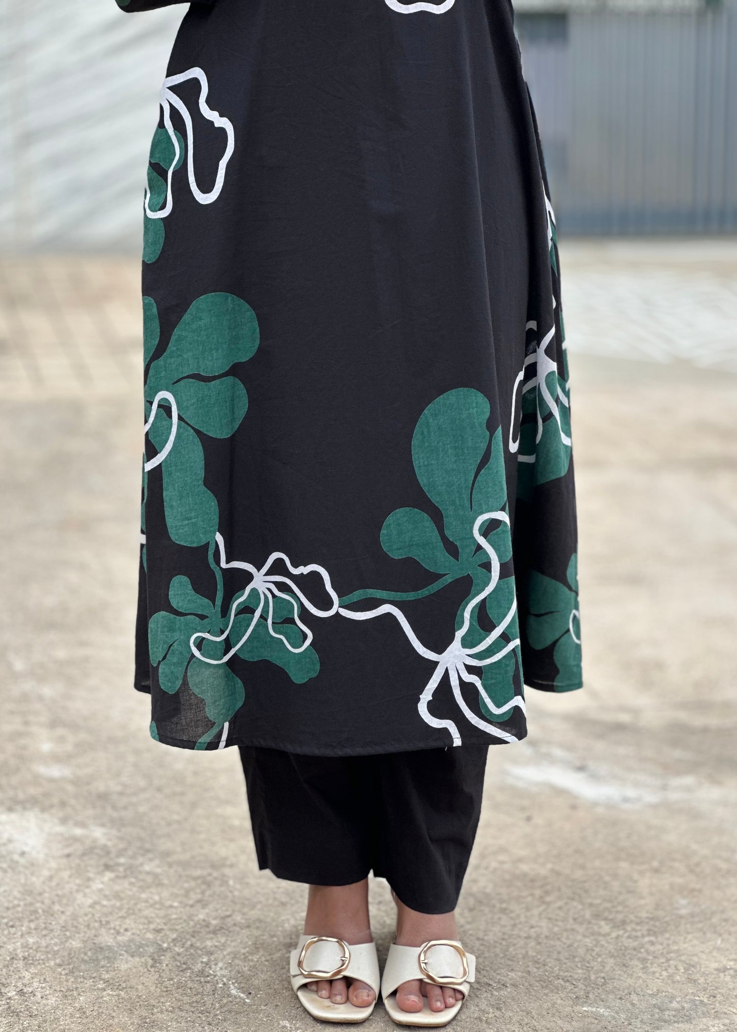 Black Petal Kurta Set