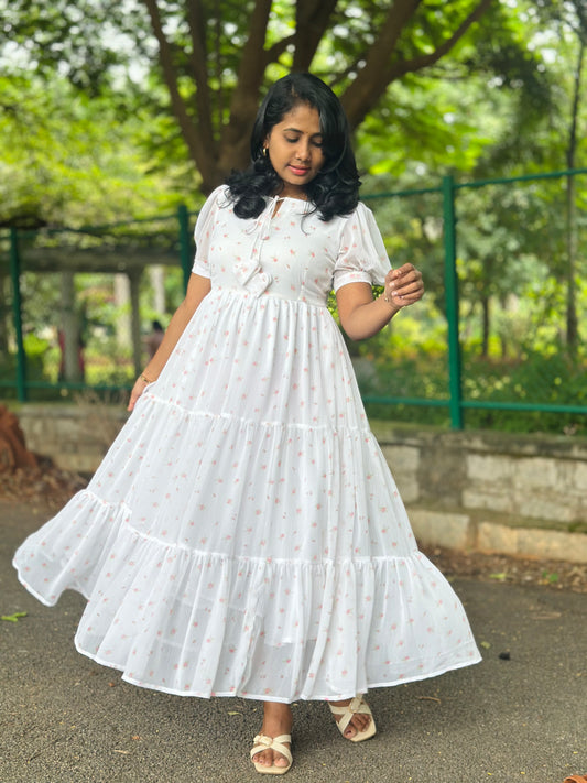 Petal Cloud Tie-Neck Dress