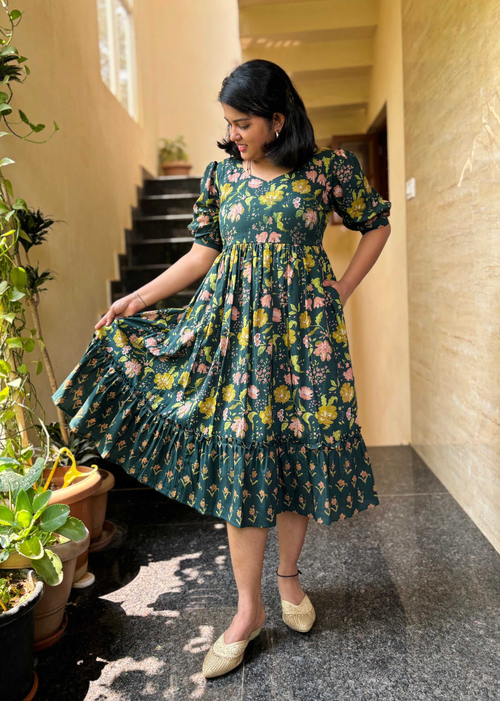 Elisa Floral Cotton Midi Dress Elisa Floral Cotton Midi Dress
