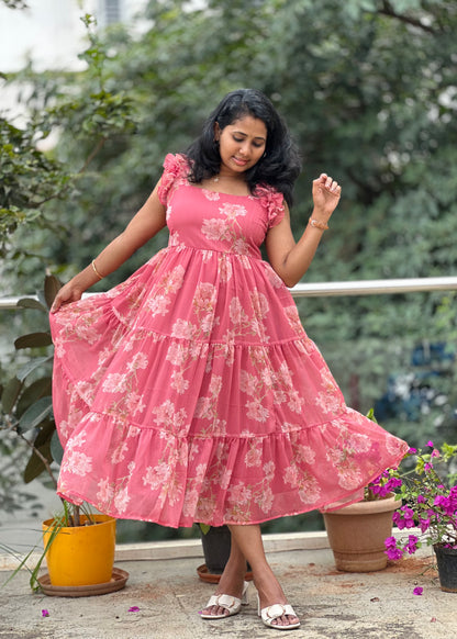 Coral Breeze Midi Dress